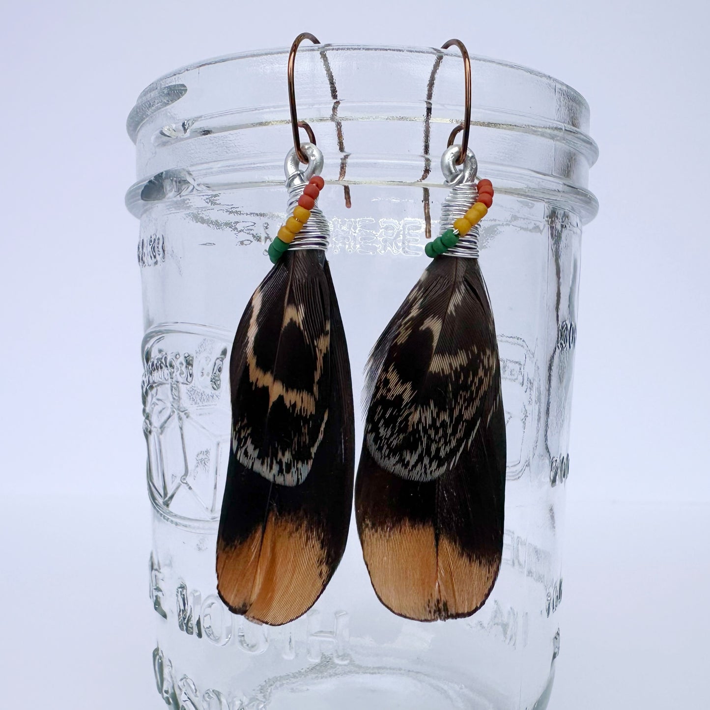 Wire Wrapped Spruce Grouse Earrings