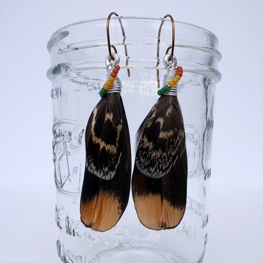 Wire Wrapped Spruce Grouse Earrings