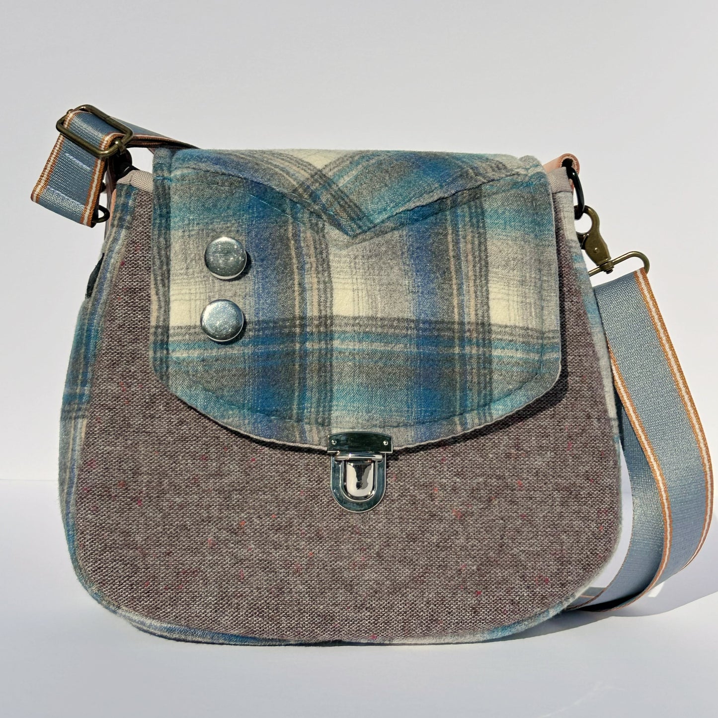 Upcycled Pendleton Button up Cross Body Bag
