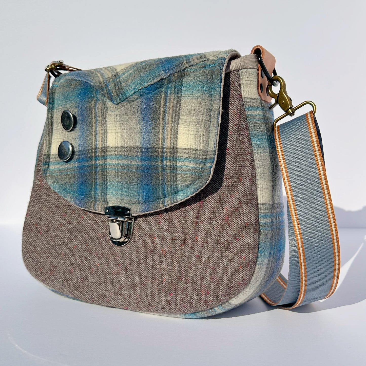 Upcycled Pendleton Button up Cross Body Bag